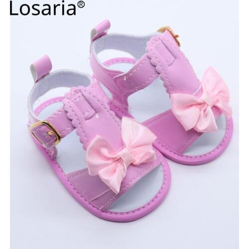 Losaria Baby Girls Fisrt Walkers 1 Years Soft Sole Summer Sandals Bow Decor Cute Infant Shoes Girls Flat Non-slip Toddles Shoes