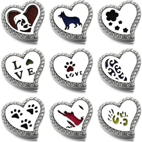 Fashion Aromatherapy Stainless Steel Magnetic Snap Buttons Jewelry Love Heart Open Perfume Locket Essential Oil Diffuser Pendant