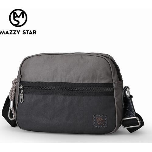 Mazzy Star Summer Black Single Shoulder Bags for Men Water Repellent Canvas Crossbody bags Male Chest Bag MS_817