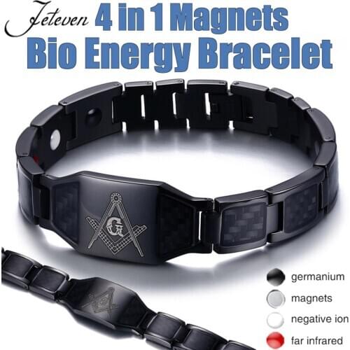 Men Steel Magnetic Therapy Biomagnet Therapy Bracelet Health Care Bracelet Pain Relief And Anti-radiation Bracelet Gift