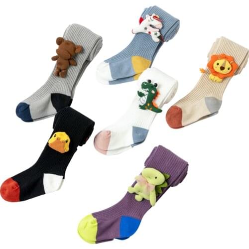 New Korean Childrens Pantyhose Carton Cute Animals Decorate Stockings Girl Long Baby Socks Casual