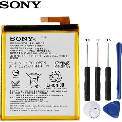 Original Replacement Sony Battery For SONY Xperia M4 Aqua E2303 E2333 E2353 LIS1576ERPC Genuine Phone Battery 2400mAh