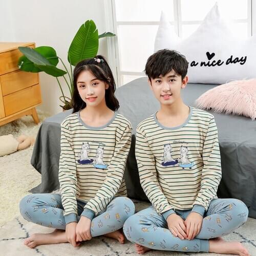 Kids Boys Sleepwear Teenages Pajama Sets Animal Childrens Pajamas Winter Girls Cotton Set Kids Nightwear Pyjamas For Boy 9-19T