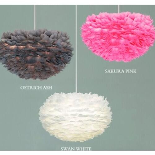 Nordic Feather Pendant Light LED Girl Children Bedroom Living Dining Room Hanging Lamps Household Baby Decoration Light White