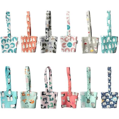 Portable Cup Bag Carrier Pure Cotton Cloth Cup Cover for Milk Tea Juice Lovely Odorless Small Gift Handbag