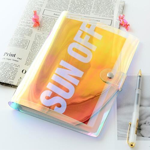 PVC Laser Binder Loose Notebook Diary Cover Loose Left A5 A6 Note Book Planner Stationery School Office Supplies