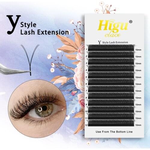 Higuclace Y-Shape Eyelash Extensions Net Cross Double Tip Lashes False Mink Y Style 0.05/0.07mm Grafting Eyelashes Soft