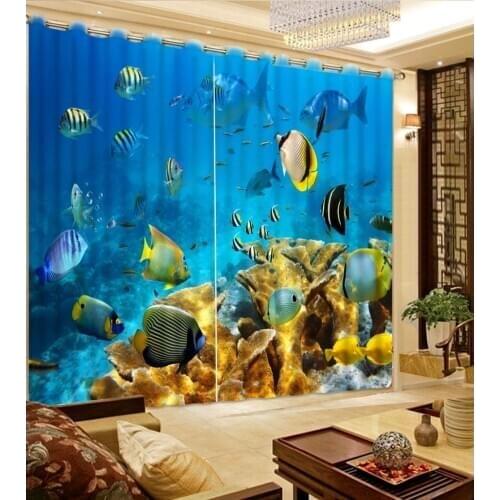 Modern curtains for living room 3d curtains Seabed coral fish home decor decoration fashion decor home decoration for bedroom