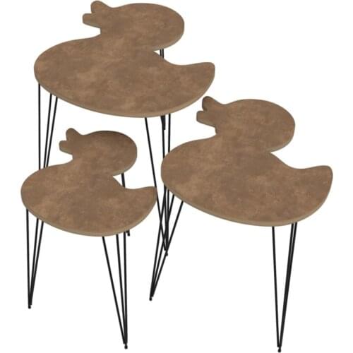 Modern Brown Apple Zigon Coffee table Mdfham 3 Pcs coffe table