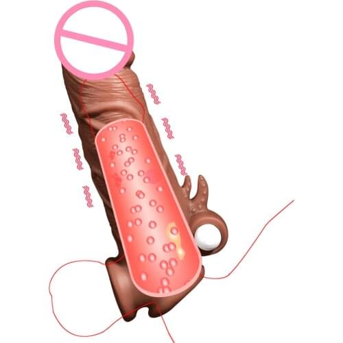 Vibrating Penis Sleeve Extensions Cock Ring Vibrator Enlargement Hollow Strap On Dildo Strapon Harness Silicone Sex Toys For Man