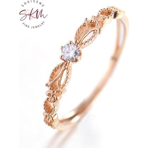SKM Vintage moissanite rings for women 18k rose gold Engagement wedding rings designer Promise Luxury Fine Jewelry