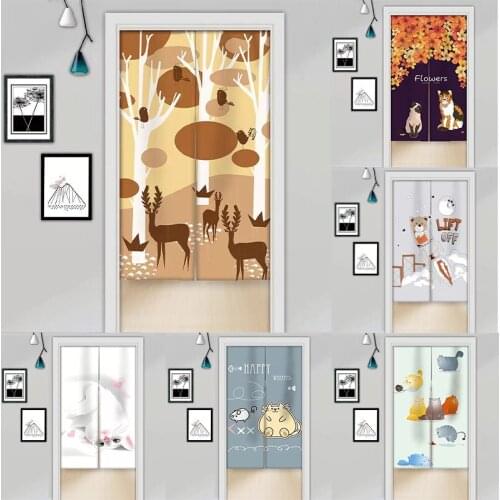 Japanese Cartoon Cotton Linen Door Curtain Household Partition Curtain Bedroom Blackout Curtain Doorway Hanging Curtain