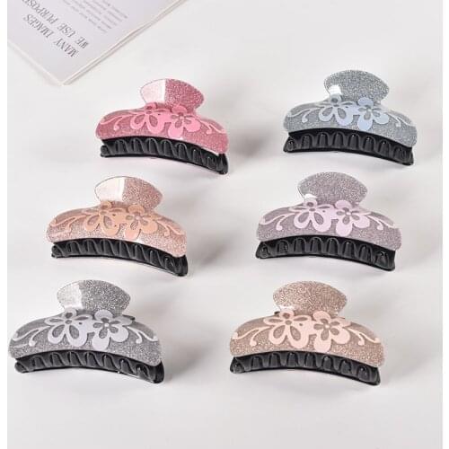 6pcs/Pack 9cm French high-end Acrylic Large Hair Clips for Women Fashion Big Hair Claw Clip Set Accessories Hairpin Clamp
