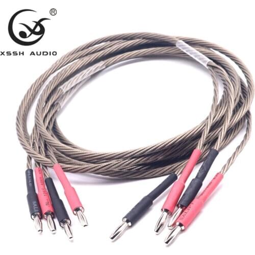 1 pair XSSH audio Hi-end DIY HIFI OFC pure copper Silver Plated 4 banana plugs to 4 banana plugs 8 core speaker cable Cord Wire