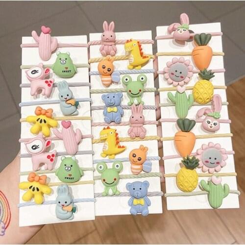 10Pcs/Set Girls Hair Accessories Cartton Ties Elastic Hair Band Children Ponytail Holder Rubber Band Hair Rope Kids Headband gum