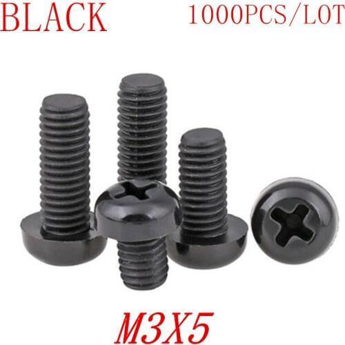1000PCS wholesale M3*5 M3x5 black nylon plastic round pan head screw