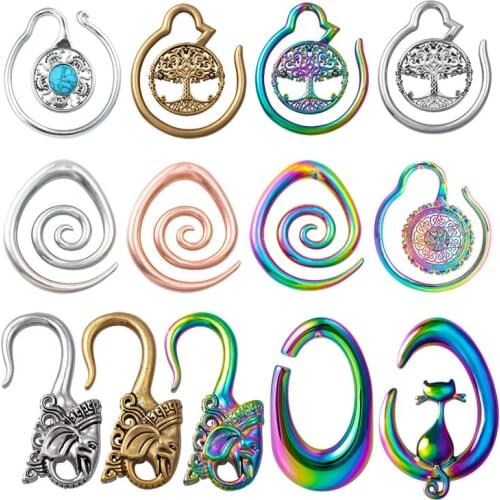 2pcs Heavy Ear Weights Piercing Hooks Spiral Drop Earring Gauges Stainless Steel Tunnel Plug Stretcher Expander Body Jewelry