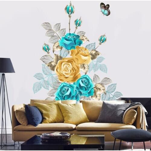 Wall Stickers Flowers 3D Furnishings Living Room TV Backdrop Decoration Home Decal Art Wallpaper Aesthetic