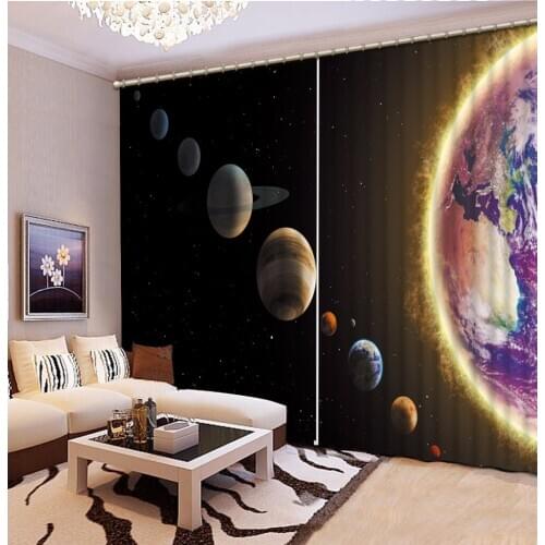 3D Curtain Blackout Shade Window Curtains Space Planet Curtains For Living Room 3D Bathroom Shower Curtain