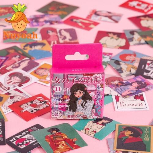 46 PCS Girl Scrapbook Paper Stickers Journal Washi Aesthetic Stickers DIY Deco for Notebook Journal Stationery School Supplies