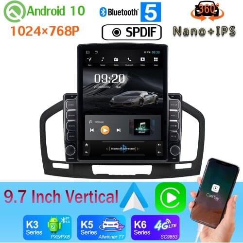4G WiFi 9.7" Vertical Style Car Media GPS CarPlay Android 10.0 360 Camera Radio For Vauxhall Holden Insignia 2009-2013 PX6 4+64G