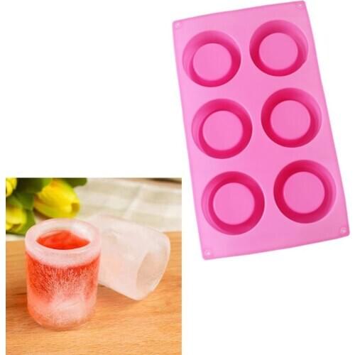 6-Cavity Handmade Resin Cups Ice Tray Round Silicone Shot Glass Bottle Mold
