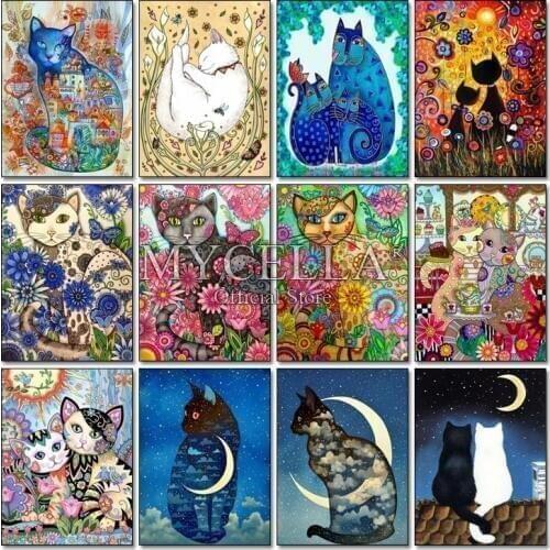Diamond Embroidery Cartoon cat 5D Diy Diamond Painting cross stitch Animals Full square Diamond Mosaic picture Home Decoration
