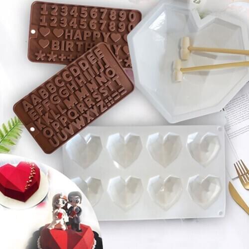 English Number Alphabet Love Chocolate Silicone Mold Bakeware Tools For Make Jelly Fondant Cake Decoration Cookies Cakes