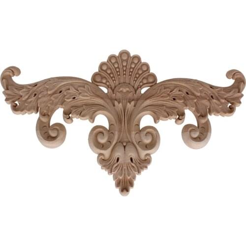 VZLX New Flower Wood Carving Natural Wood Appliques For Furniture For Furniture Cabinet Home Decoration Maison Accessories