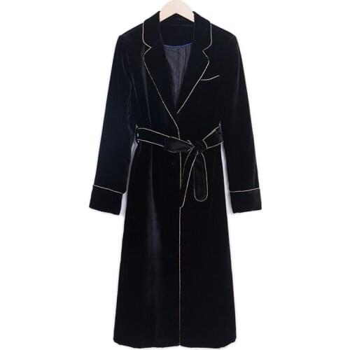 Velvet Overcoat for Women 2020 Autumn and Winter Design Fashion Sample Mid-Length Coat