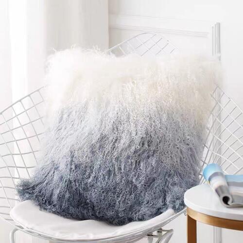 FREE SHIPPING CX-D-57 Customized Tip Dye Mongolian Lamb Fur Pillow Cover Sheep Fur Chair Seat Cushion Cover
