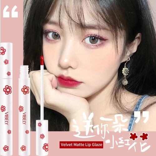 6 Colors Little Red Flower Ladies Lip Gloss Beauty Sexy Hydrating Long Lasting Matte Lip Gloss Lipstick Makeup Cosmetics TSLM1