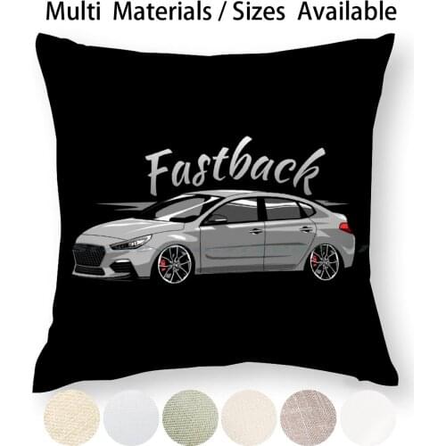 I30n Fastback Vector Pillow Case Throw Pillow Cover Cotton Linen Flax Hyundai I30n Enthusiast Hyundai I30n Lover Hyundai I30n