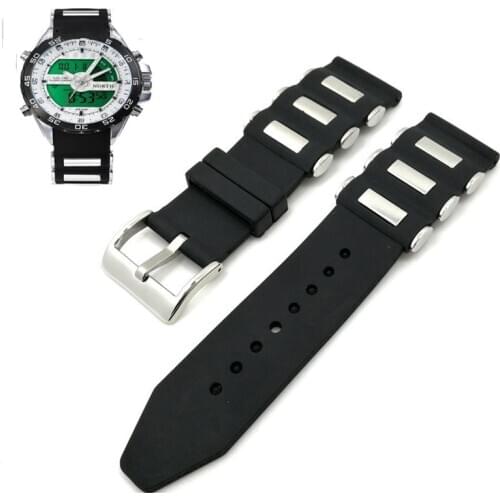 Black Metal Watchband Generic Fashion Sport Silicone Watch Strap Bracelet Replacement Wrist 20mm 22mm 24mm 26mm Watchband Belts