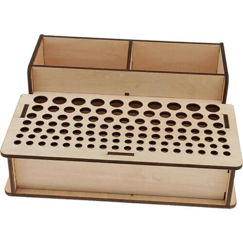 LMDZ Wooden Leathercraft Rack Stand DIY Tamping Punching Tools Holder Organizer Storing Leather Tool Storage Box