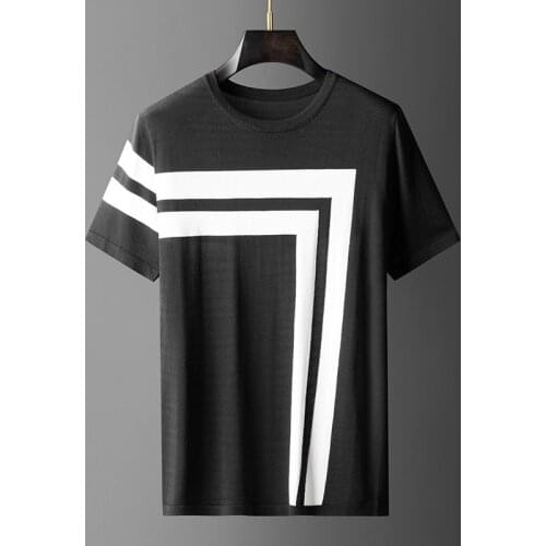 Summer Knitted T-shirt Men Striped Short Sleeve Casual T-Shirt High Quality O-neck Tops Tees Business Social T Shirt Streetwear
