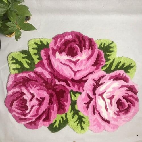 Hot sales high quality handmade 3 slitless rose art rug for bedroom/bedside mat bedsize carpet bedside rug