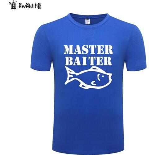 MASTER BAITER - Joke fisherm anglers Novelty T Shirt Men Funny Cotton Short Sleeve O Neck Tshirt T-Shirt for Men Summer Tops Tee