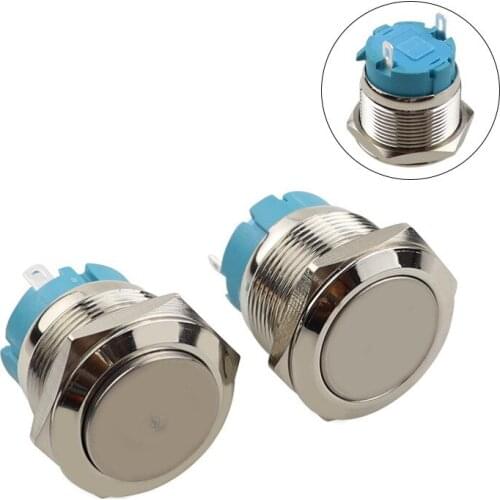 22MM Self-Resetting Push Metal Button Switch Reset Self-Locking Doorbell Switch Screw Pin Waterproof Power Switch Button