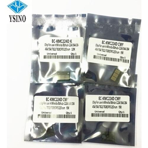 4Sets X CMYK DR-512 DR512 DR 512 Drum Unit Chip for Konica Minolta Bizhub C224 C364 C284 C454 C554 C7822 C7828
