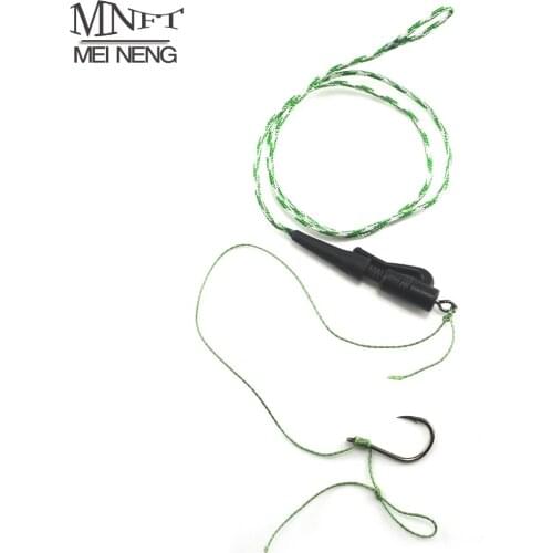 MNFT 1 Hand Made Carp Fishing Ready Lead Core Fishing Line Tied Hair Rigs Leader Braided Coarse Feeder Barbed Hook Size 7# -12