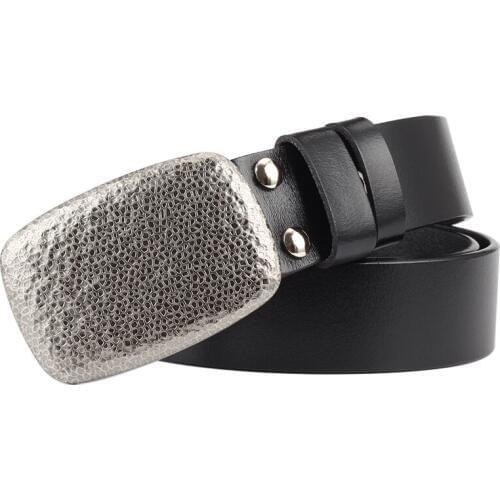 Alloy belt buckle leisure leather belt men