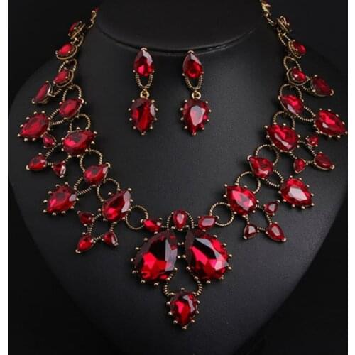 MYDANER 2017 Fashion Glass Bridal Jewelry Sets Wedding Necklace and Earring Set for Women Jewelry Costume Accessories Wholesale