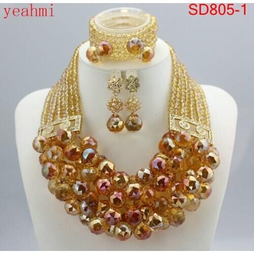 Fine Jewelry Sets For Women Gold Color Balls African Set Jewelry Nigerian Wedding Beads Sets Free Shipping 2020 Fashion SD805-1
