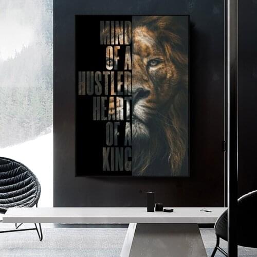 Black Lion with Inspirational Words Canvas Painting Cuadros Posters Print Wall Art for Living Room Home Decor (No Frame)