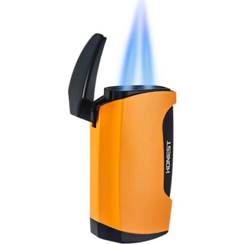 Hip-hop Trend Inflatable Lighter, Double Straight Metal Lighter with Cigar Hole, High-end Boutique Lighter