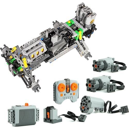 Technic MOC Part Front Rear Drive Steering Suspension System of Off-Road Vehicle Brick Blocks kids DIY Toys Compatible with logo