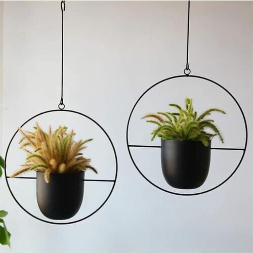 New Iron Hanging Flower Pot Decorative Swinging Flower Basket Plant Hanger Pot Hanging Basket Home Garden Balcony Decor