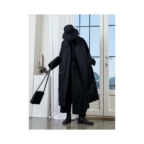 Autumn new minority design dark heavy industry ultra-long loose waist coat coat