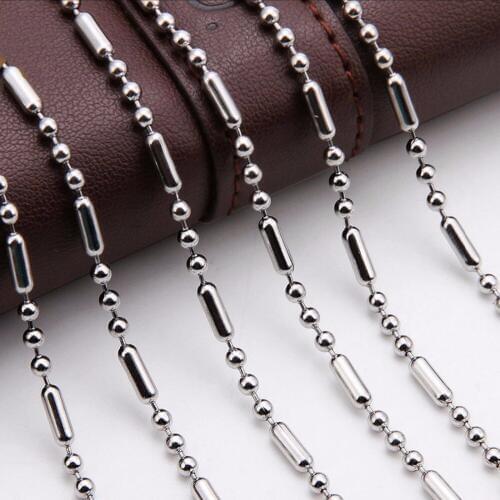 Whosale Stainless Steel Beads Chain Necklace Choker Punk Hip Hop Necklaces For Women/Men Jewelry 16-40" Long Multiple Width